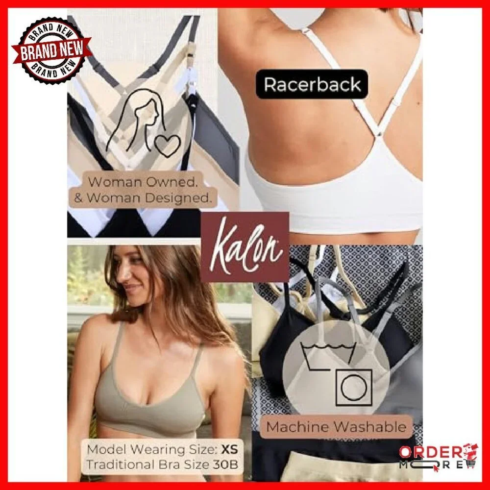 Wirefree Racerback Sports Bralette 4-Pack Seamless Comfort Bra